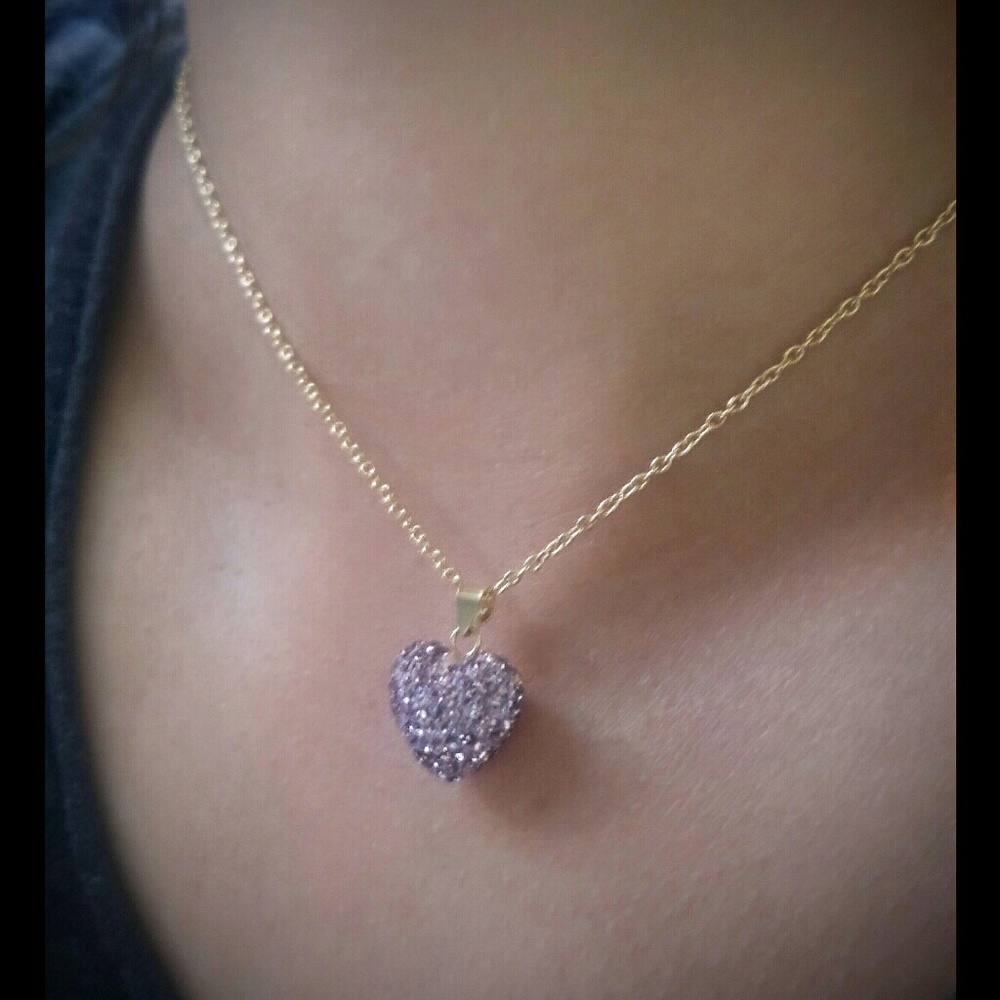 New Pink CZ Studded Heart pendant necklace